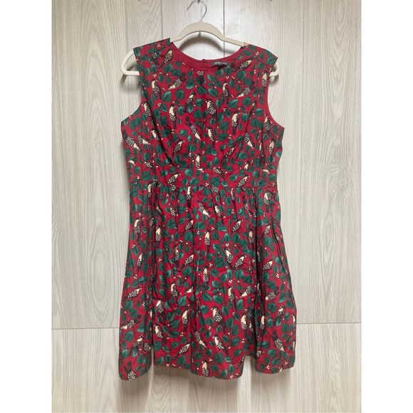 Emily and Fin Womens XL 16 Retro Print Cotton Fit and Flare Flowey Midi Dress Bi - Picture 1 of 8